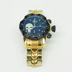 Relógio Invicta Caveira Dourado e Fundo Marinho - comprar online