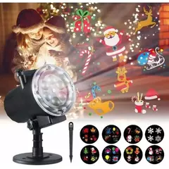 Projetor Natal Led Natalino 12 Cartão Desenhos Laser Espeto - comprar online