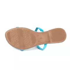 Sandália Rasteira 2 Tiras Metalizado Azul - comprar online