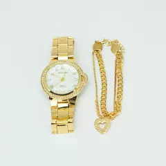 Kit Relógio Feminino Classic e Pulseira com Pingente - comprar online