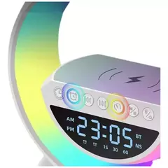 Luminária G Speaker RGB Bluetooth Carregador Indução Relógio - comprar online