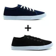 Kit 2 Pares De Tênis Feminino Casual Liso - comprar online