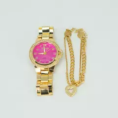 Kit Relógio Feminino Classico e Pulseira com Pingente - comprar online