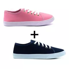 Kit 2 Pares De Tênis Feminino Casual Liso - comprar online