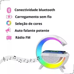 Luminária G Speaker RGB Bluetooth Carregador Indução Relógio - comprar online