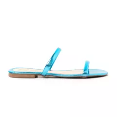 Sandália Rasteira 2 Tiras Metalizado Azul - comprar online