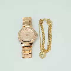 Kit Relógio Feminino Classico e Pulseira com Pingente - comprar online