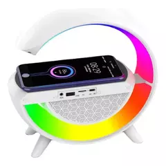 Luminária G Speaker RGB Bluetooth Carregador Indução Relógio