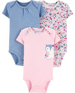 Carter´s - Pack 3 bodys manga corta "Buho"