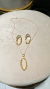 Conjunto brinco colar oval orgânico folheado a ouro 18k