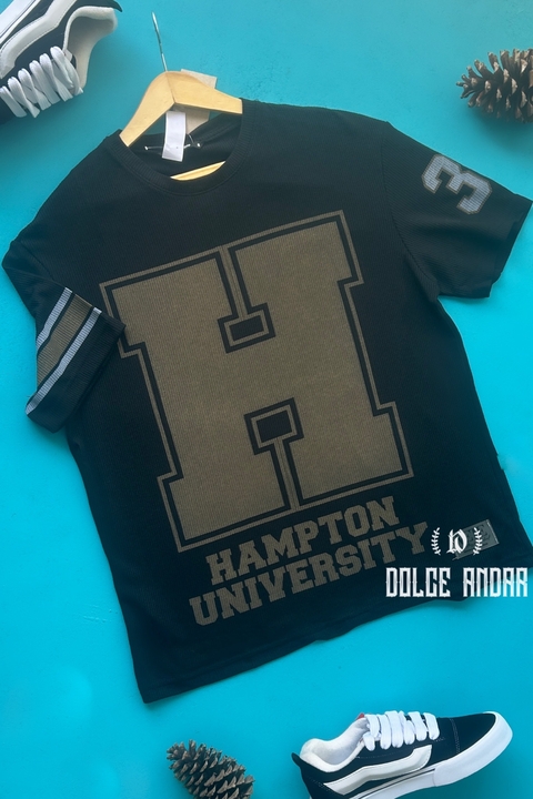 Remera Relax Panal Hamptons - Black