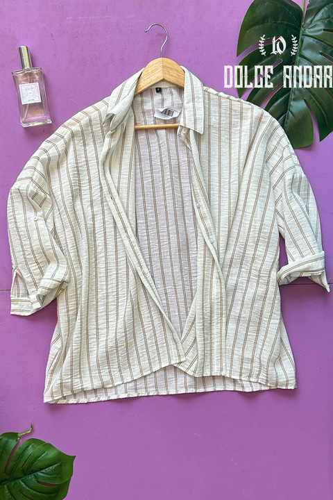 Camisa Lino Rayas Gold