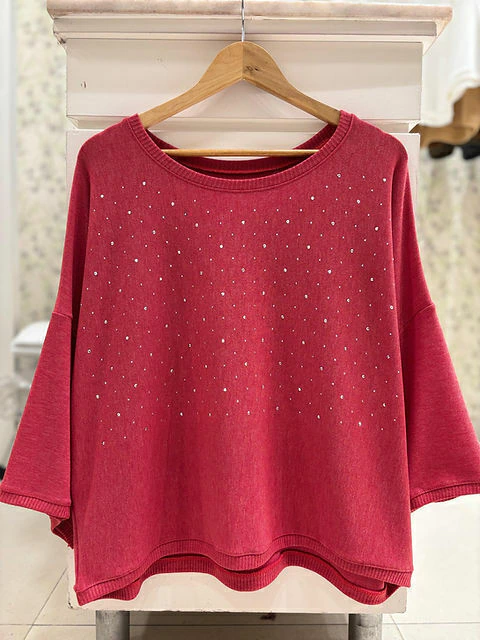 Anastasia sweater con brillos hombro 3/4 fino