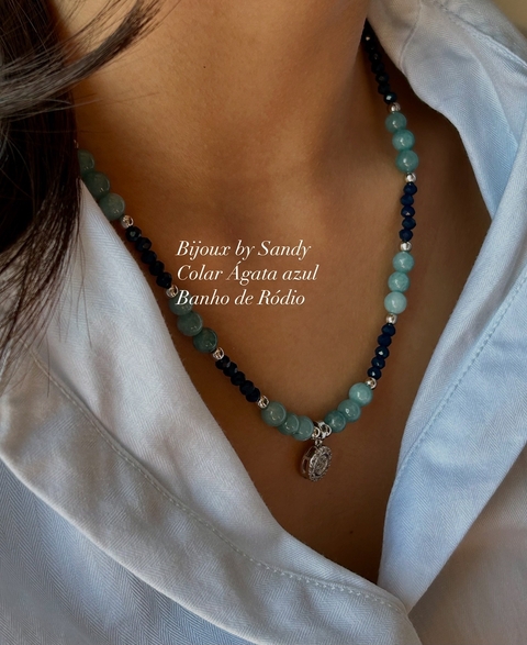 Colar ágata azul - comprar online