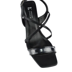 Sandália Preta Salto Cristal Quadrado 7cm Lj Luciana Janich - comprar online