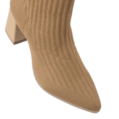 Bota Textil Elastano Palha Salto 7cm Bico Fino Lj Luciana Janich - comprar online