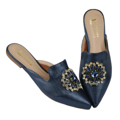 Mule Gliter Marinho Pedraria Frontal Lj Luciana Janich 118291896205