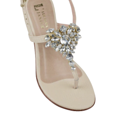 Sandália Bege Pedraria Cristal Salto 4cm Lj Luciana Janich - comprar online