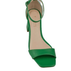 Sandália Couro Verde Salto 6cm Bico Quadrado Lj Luciana Janich - comprar online