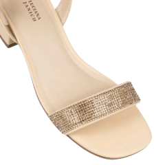 Sandalia Creme Strass Frontal Salto 4,5 cm LJ Luciana Janich - comprar online