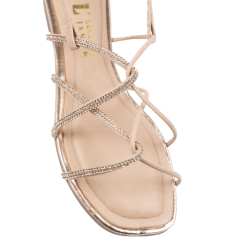 Sandália Pele Tira Strass Fecho Lateral Luciana Janich - comprar online
