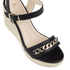 Sandália Preta Sola Ráfia 10cm Lj Luciana Janich - comprar online