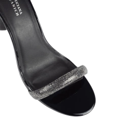 Sandália Preta Faixa Gliter Frontal Salto 9cm Lj Luciana Janich - comprar online