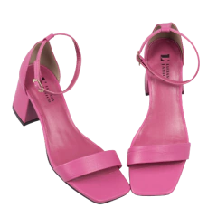 Sandália Rosa Shock Salto Bloco 7cm Lj Luciana Janich