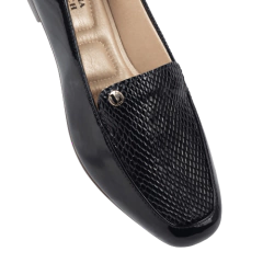 Sapatilha Preta Cobra Frontal Bico Quadrado Lj Luciana Janich - comprar online