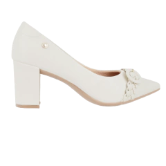 Scarpin Off White Trança/Fivela Frontal Bico Fino Lj Luciana Janich na internet
