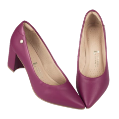 Scarpin Rose Salto Bloco 8 cm Bico Fino Lj Luciana Janich