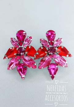 Aros de gemas color rosa Barbie y sandia