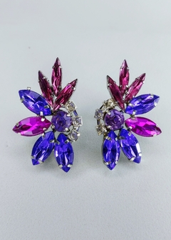 Aros de gemas violeta y fucsia