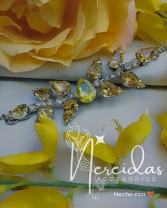 Pulsera de gemas champagne y amarillo lima