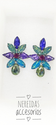 Aros de gemas verdes y lila