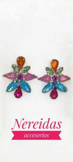 Aros de gemas rosa y celeste