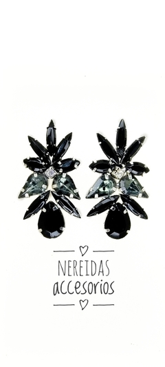 Aros de gemas granes negras mate y gris humo
