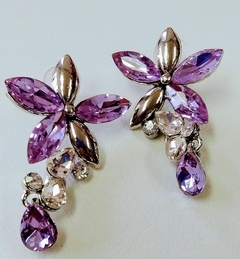 aros de gemas soldadas flor lila