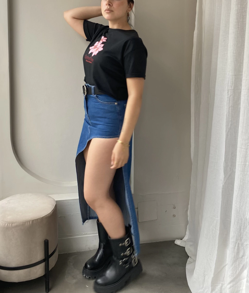 POLLERA JEAN LARGA
