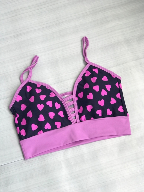 Top coração lilás