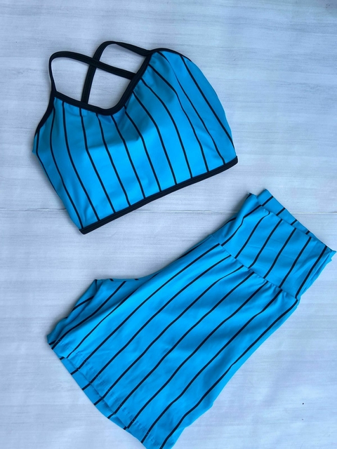 Conjunto listras azul