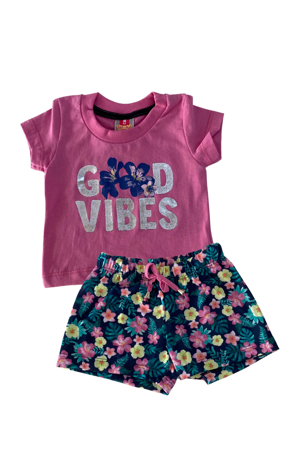 CONJ. TILEESUL BLUSA GOOD VIBES/ SHORT MALHA COLOR (13476)