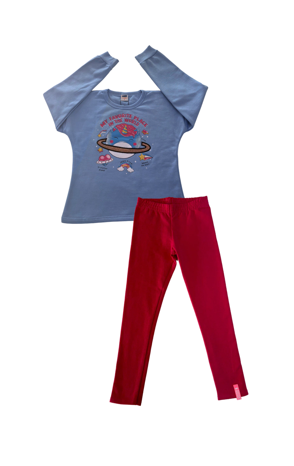 CONJ. MARLAN BL. UNICORNIO PLANETA COM BRILHO/CÇ. LEGGING (13972)