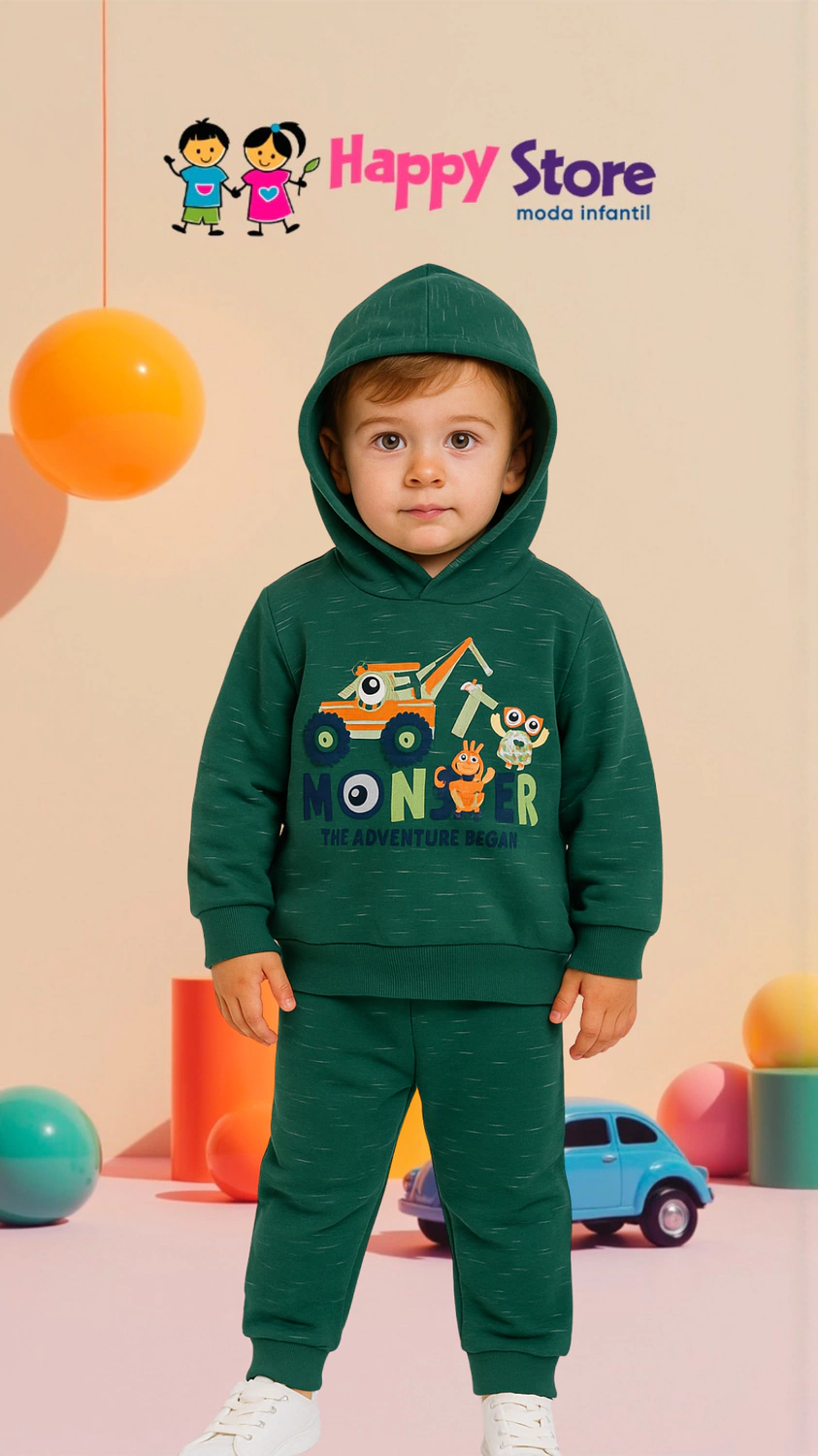 CONJ. WRK. BL. MONSTER ADVENTURE CAPUZN / CÇ. MOLETOM (14182)