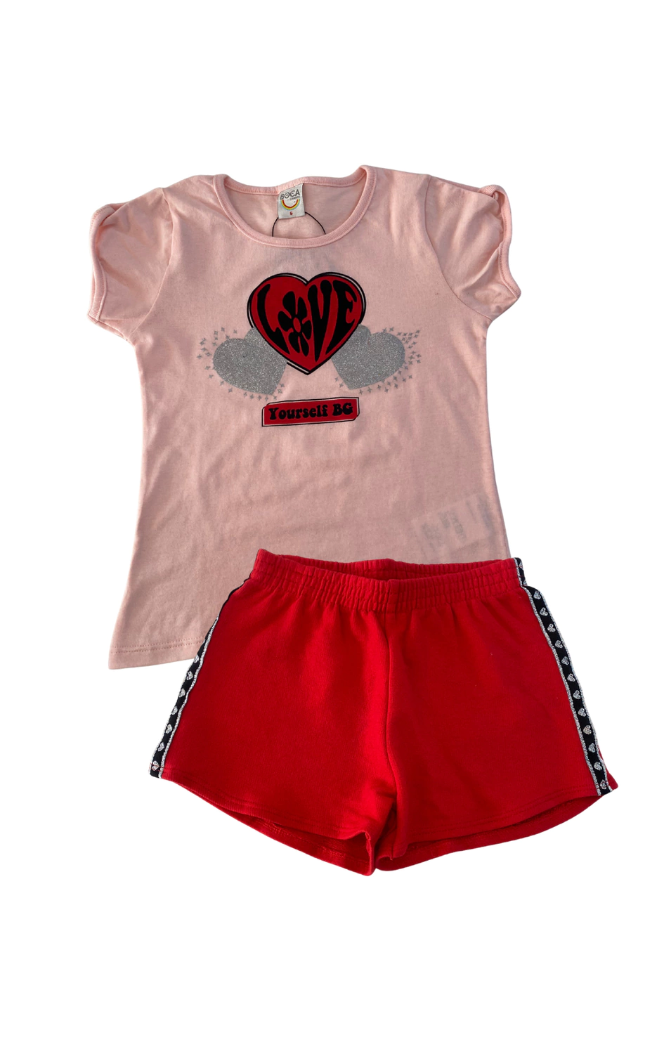 CONJ. BL CORAÇÃO LOVE GLITTER/SH. MOLETINHO (13456)
