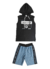 CONJ. ANGERÔ CAMISETA COM TOUCA NEON URBAN E SHORT MOLETOM (10577)