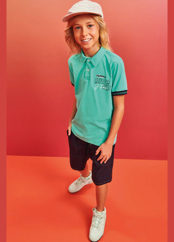 CONJ. JOHNNY FOX CM POLO COM BOTOES/SHORT COTTON JEANS (11143)