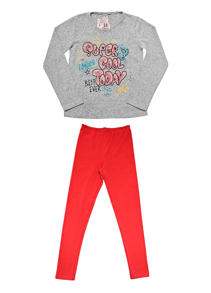 CONJ. VALEEN KIDS BLUSA SUPER COOL TODAY E LEGGING (11204)