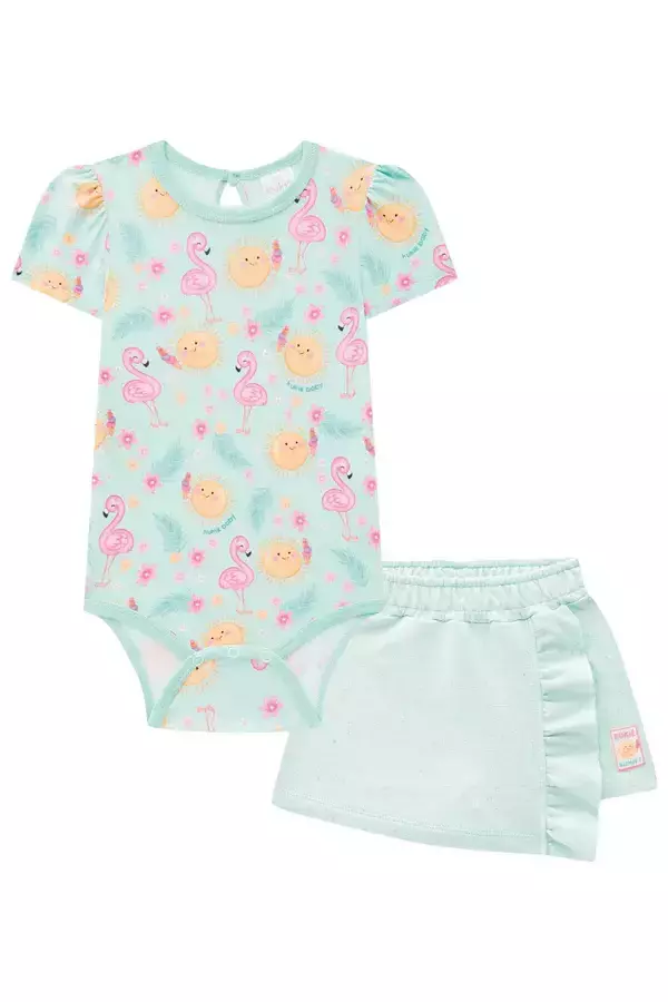 CONJ. KUKIÊ BODY FLAMINGO/SHORT SAIA (12838)