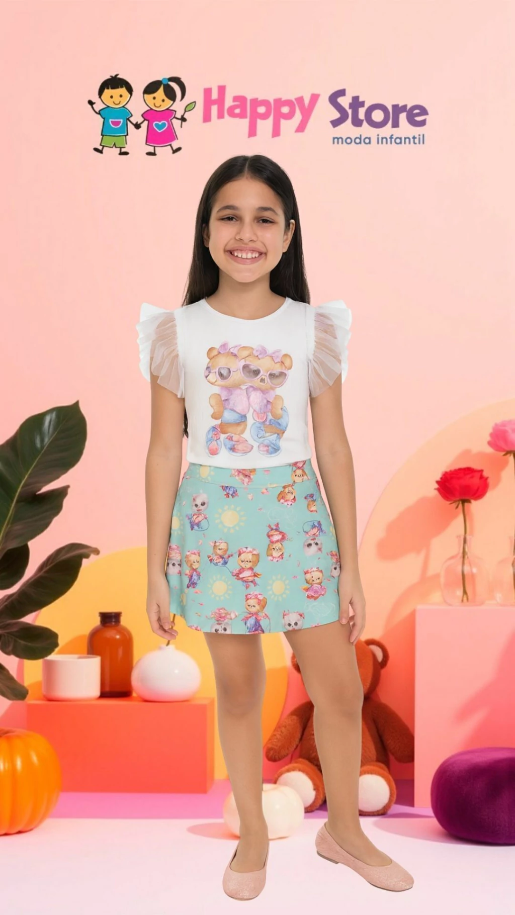 CONJ. KUKIÊ BL. CANELADA URSINHOS STRASS / SAIA FLYTECH (14357)